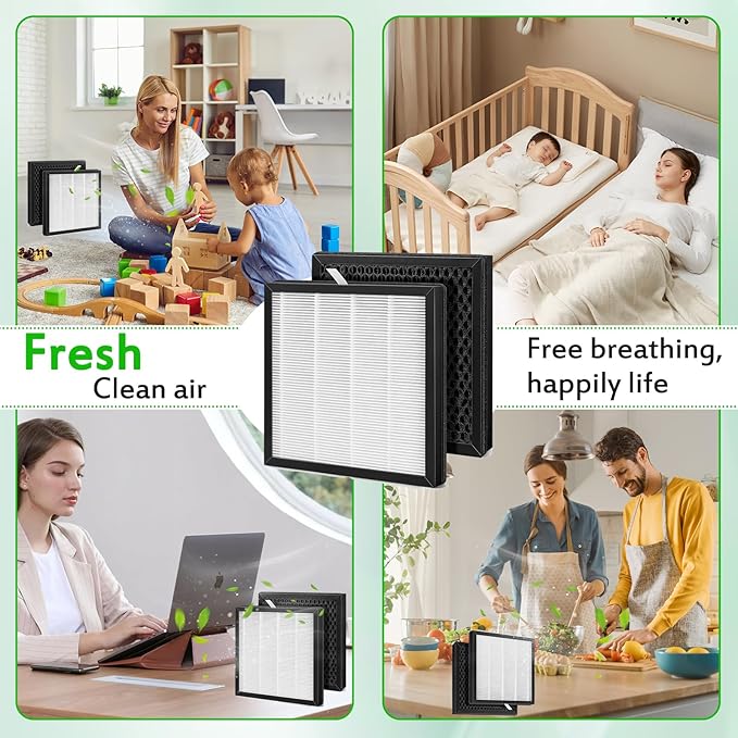 2 Pack AH300 Replacement Filter Compatible with Boneco Models: H300, H400 Air Purifier and W200 Hybrid Humidifier HEPA Activated Carbon Filter Upgrade