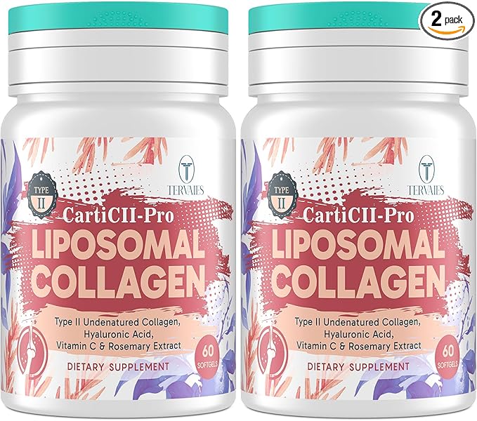 Liposomal Collagen Joint Support Supplement - Undenatured Type II Collagen for Men & Women with Hyaluronic Acid & Vitamin C for Joints Health & Mobility, 120 Softgels