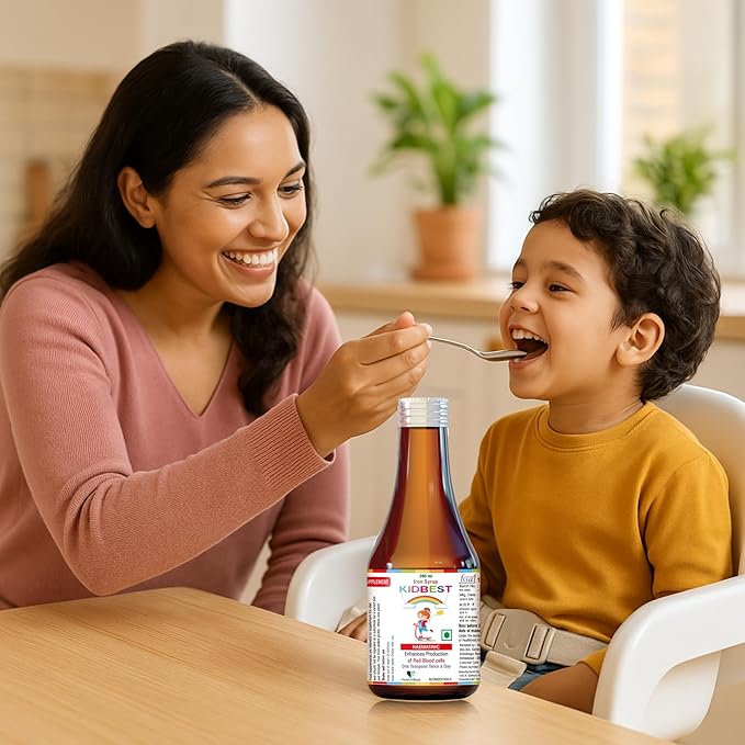 Liquid Iron Syrup for Kids – Triple Action with Folic Acid and Zinc – Boosts Hemoglobin, Appetite, and Immunity – No Metallic Taste – 200ml Liquid Supplement, Safe & Effective