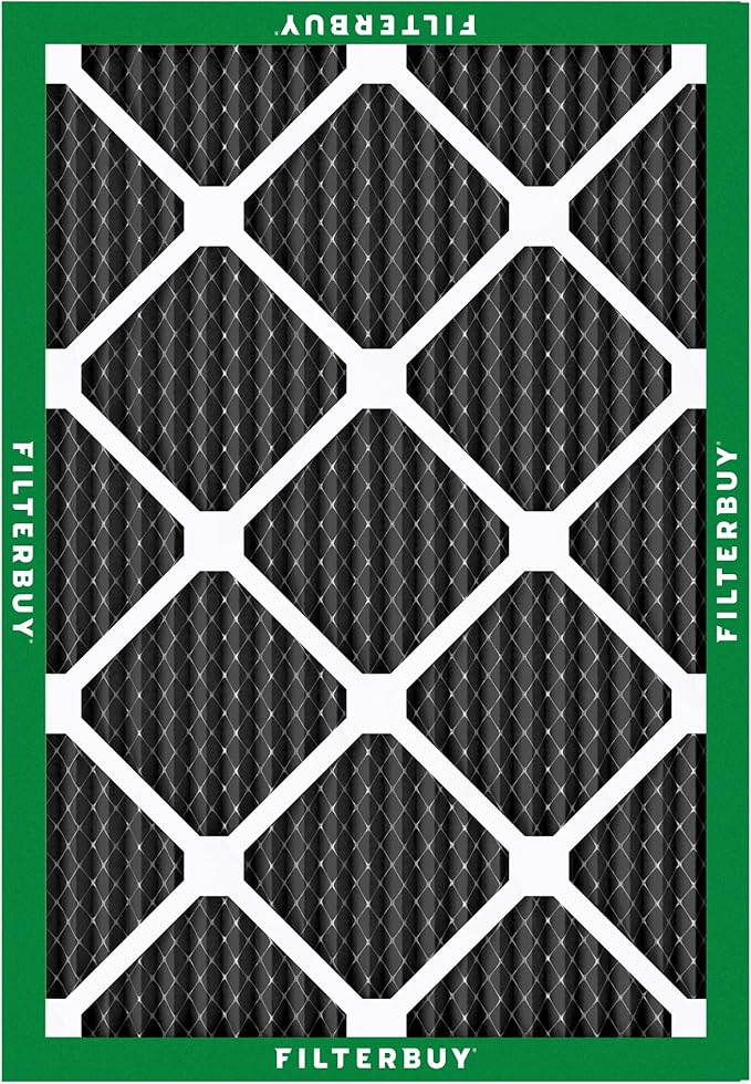 Filterbuy 20x23x1 Air Filter MERV 8 (MPR 700) Odor Eliminator Replacement (4-Pack), Electrostatic Pleated HVAC AC Furnace Filters w/Activated Carbon, Made in USA (Actual Size: 19.50 x 22.50 x 0.75)