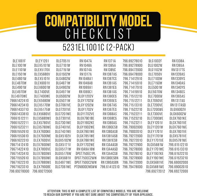 PartsBroz 5231EL1001C Dryer Lint Trap Filter Screen (2-Pack) for LG Dryer Lint Filter Replacement, Kenmore Elite Dryer Parts DLE1101W DLE1501W DLE4970W DLE5001W DLE7300WE DLEX5170W DLE4870W DLE7100W
