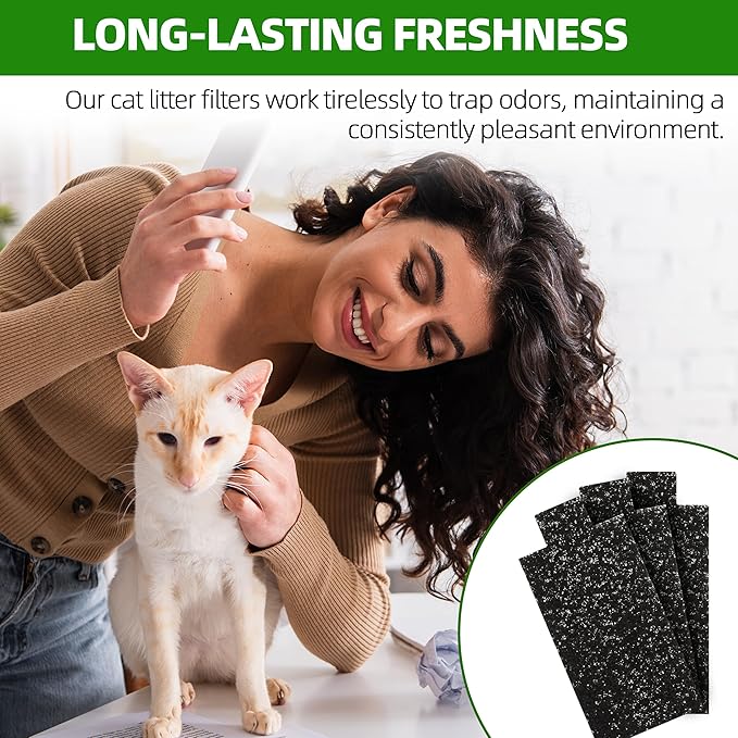 (12-Pack, Black) Cat Litter Box Replacement Filters Compatible with Pet Zone Semi, Carbon Cotton Filters for Automatic Cat Litter Box Absorbing Odors Control Damp from Pets