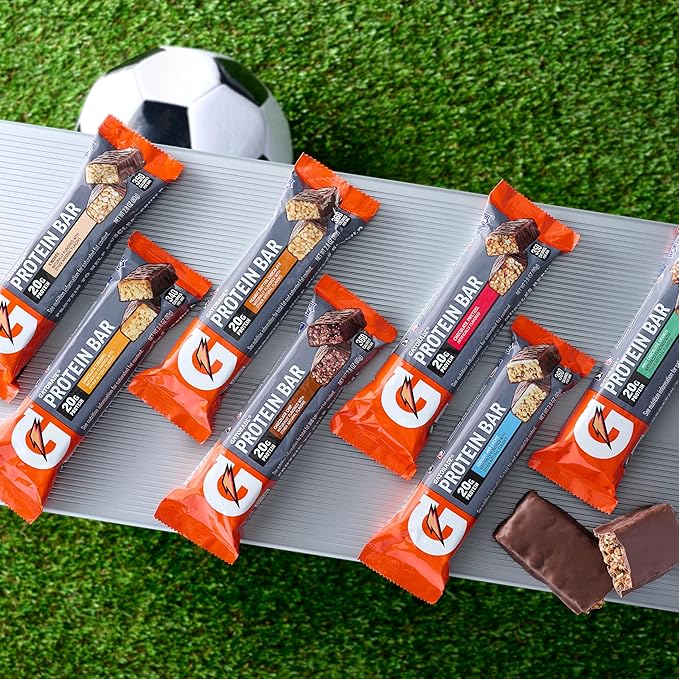 Gatorade Whey Protein Bars, Chocolate Caramel, 2.8 oz bars (Pack of 12, 20g of protein per bar)