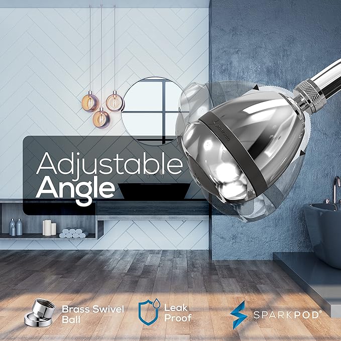 SparkPod 3-Inch Extreme High Pressure Shower Heads - Pressure Boosting with Rain, Massage & Pulsating Mode, Powerful Water-Saving Showerhead - 2.5 GPM Fixed Shower Head (Polished Chrome)