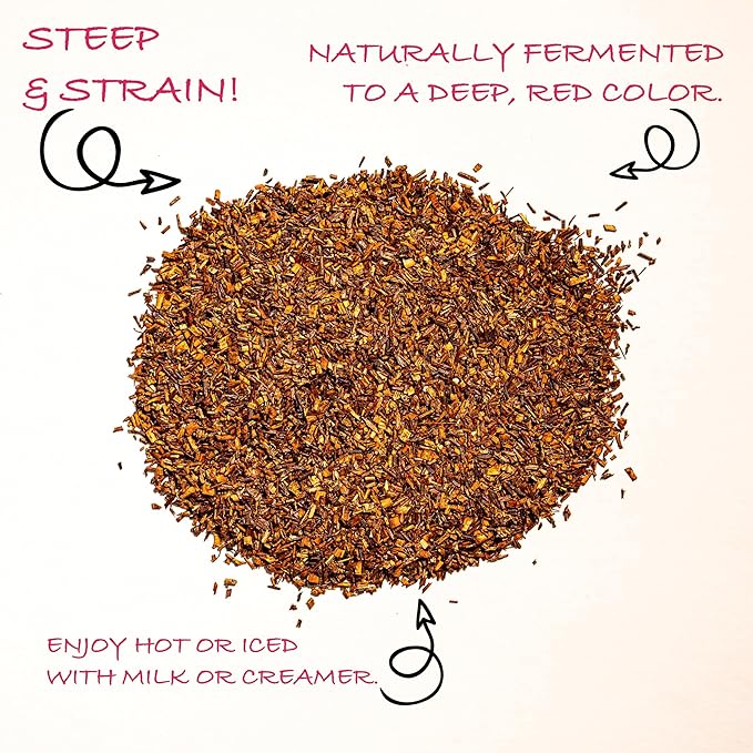 Worldwide Botanicals Organic Red Rooibos Tea – 1lb - 100% South African Aspalathus linearis – Loose Leaf, Cut and Sifted - Resealable Bag for Freshness, 1 Pound Bag