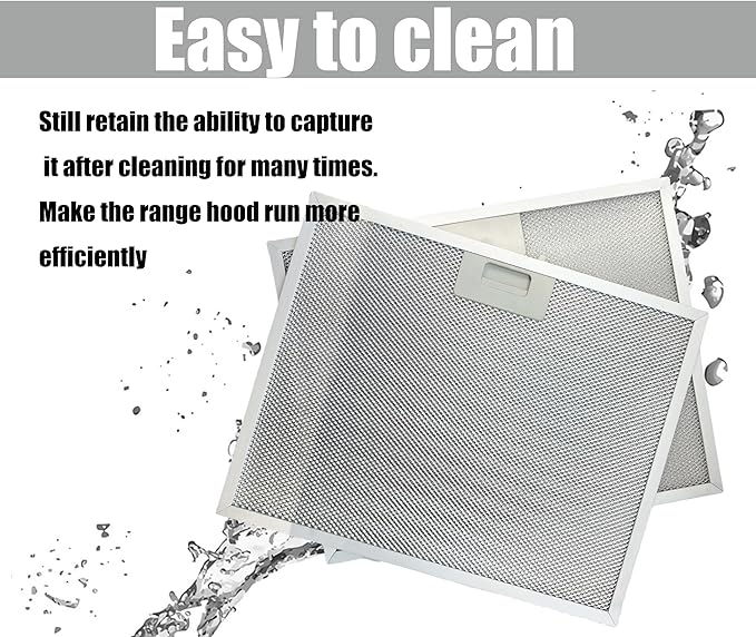 WB02X11011 Range Hood Grease Filter Compatible with GE JV636H1SS JV636H2SS JV536H1SS JV536H2SS JV535H1WW JV635H1BB JV635H2CC 14-1/2 x 11-5/8 Inches (2 Pack)