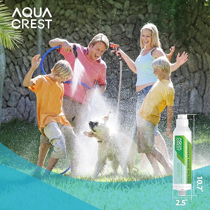 AQUACREST Garden Hose Water Filter for Plants, Greatly Reduces Chlorine, Odor, Improve Plants Health, Ideal for Organic Gardening, Farming and Pets, Pack of 2 (Package May Vary)