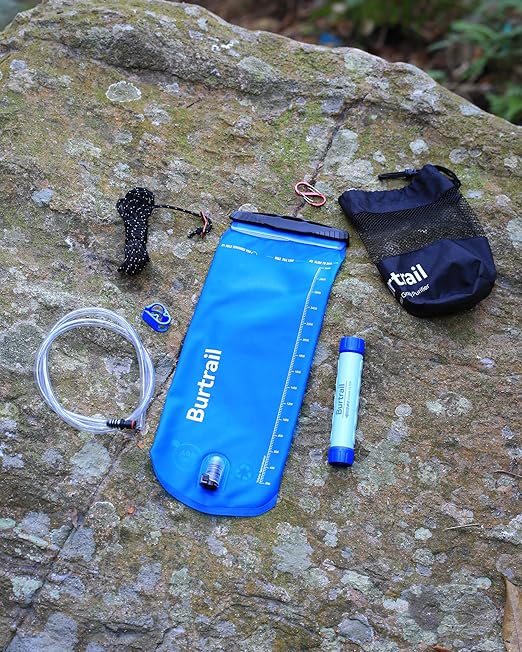 Gravity-Fed Water Filtration System, Portable Gravity Water Filter Camping, Hiking, Backpacking & Emergency Preparedness Water Purifier Survival, 0.01 Micron Water Filter Straw & 3L Bag