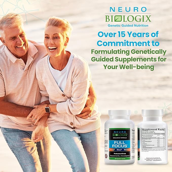Full Focus™ 120 Capsules – Comprehensive Brain Supplement for Optimal Cognition, Brain Focus and Memory – Brain Support Supplement to Promote Enhanced Mood, Relaxation, Dopamine Balance and More