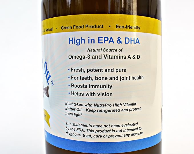 Virgin Cod Liver Oil - 8 Fl oz Natural, Wild Caught & Fresh Tasting,.High in Vitamin D, Omega 3 DHA/EPA (Lemon Flavored)