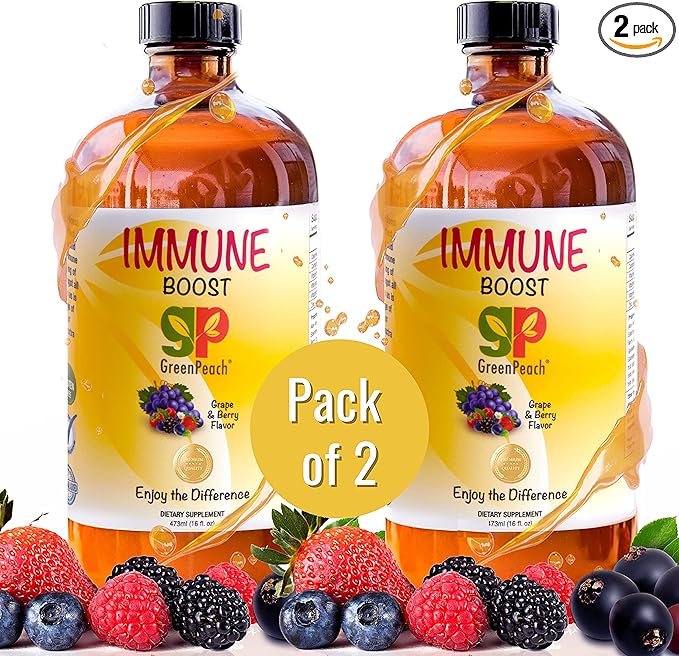 Liquid Kids Immune Support with Organic Elderberry Syrup - Vitamin C, D, E, Zinc | Toddlers & Kids Vitamins Immune Support & Defense Booster | Sugar Free Vegetarian Immunity System Supplement (2 Pack)