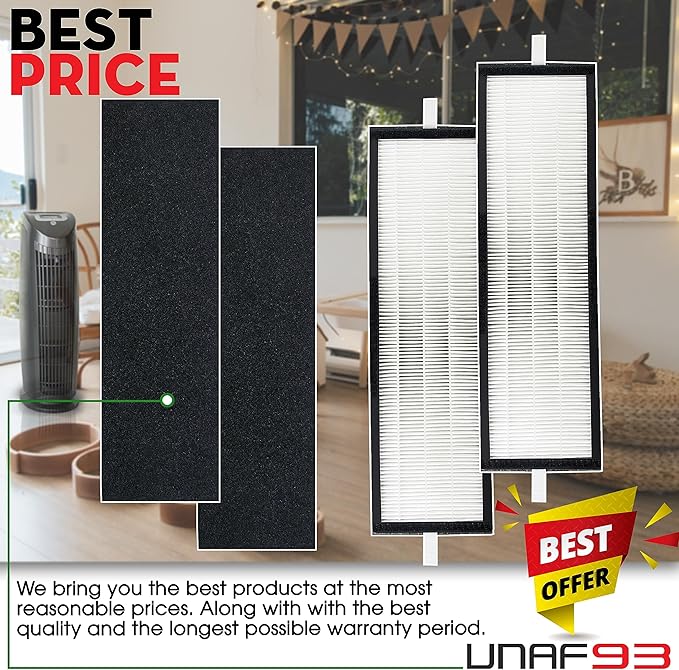 2 Pack HEPA Filter with Carbon Pre-Filter for Alen T500 Air Purifier, TF-60 / TF-60-MP, HEPA 13 / MERV 17, Compatible with Alen T500 Replacement Filter