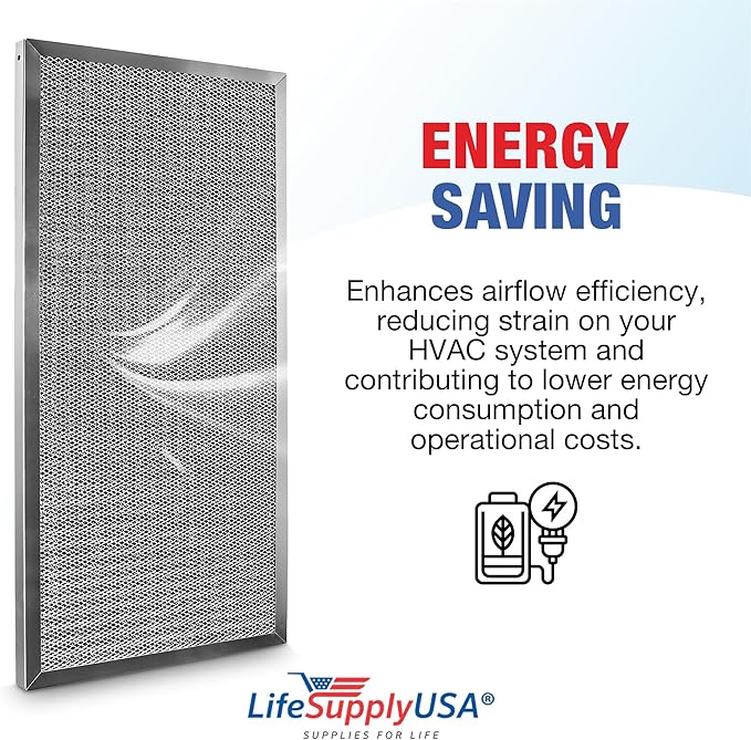14x25x1 Electrostatic Air Filter, MERV 8, Washable, Reusable Furnace AC/HVAC Filter, Energy Saving, Easy to Clean, Long-Lasting by LifeSupplyUSA