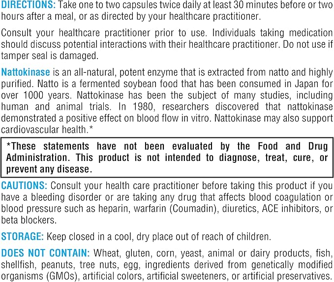 XYMOGEN Nattokinase - Nattokinase 2000 FU Blood Pressure Supplements - Heart Health, Circulation & Blood Pressure Support - Gluten Free, Vegan, Non GMO (60 Capsules)