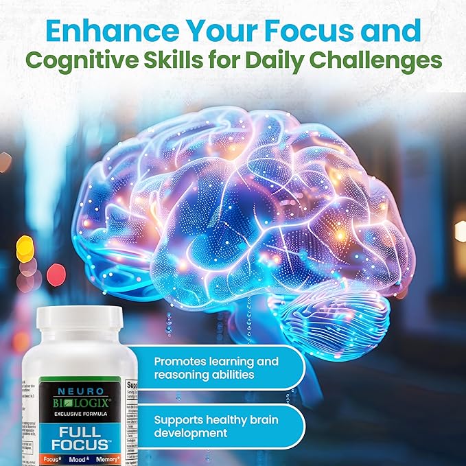 Full Focus™ 120 Capsules – Comprehensive Brain Supplement for Optimal Cognition, Brain Focus and Memory – Brain Support Supplement to Promote Enhanced Mood, Relaxation, Dopamine Balance and More