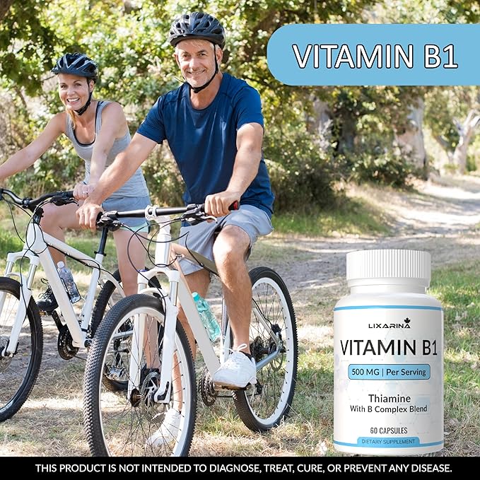 Vitamin B1 Supplement | B1 Supplement | Vitamins 500mg | Vitamins Capsules for Men and Women - 120 Capsules