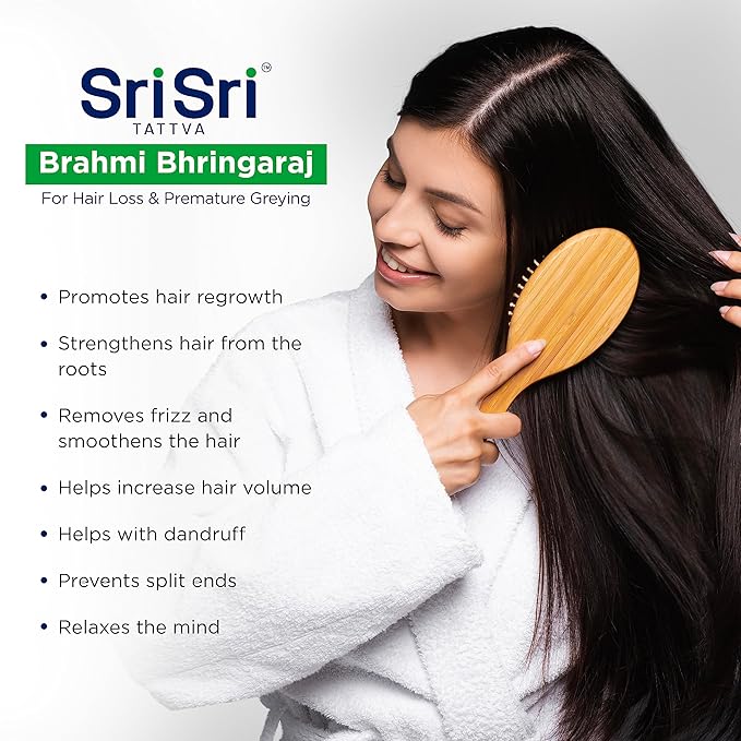 SRI SRI TATTVA Brahmi Bhringraj Hair Oil – Herbal Indian Coconut Scalp Treatment for Smooth, Healthy Hair Care – Ayurvedic Conditioning Mask with Natural Ingredients (6.76 fl oz)