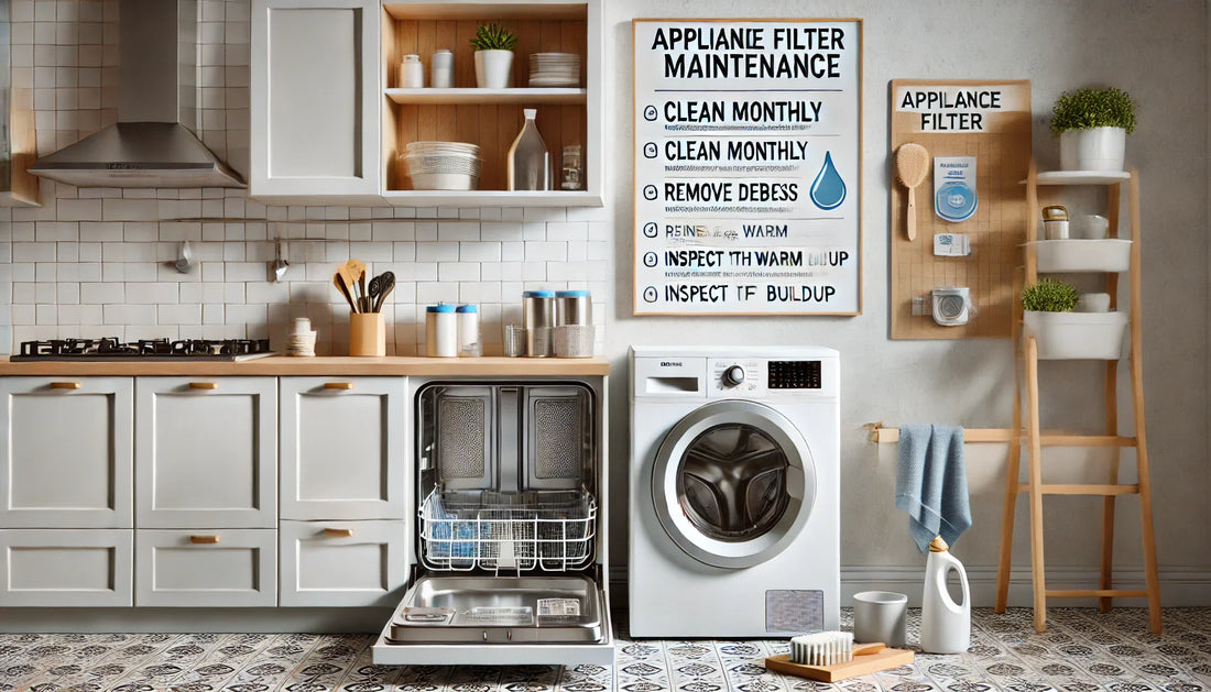 Appliance Filter Maintenance: The Dishwasher + Washer Routine That Prevents Odor, Residue, and Clogs