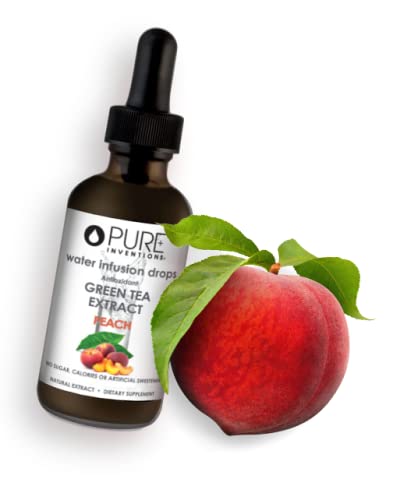 Pure Inventions - Green Tea Peach Water Infusion Drops - Antioxidants & Electrolytes - Health & Wellness Drink - Immunity Support - Sugar Free, Zero Calorie, No Artificial Sweeteners - 30 Servings