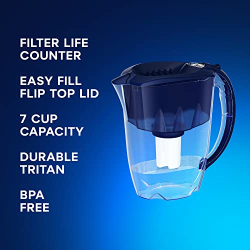 AQUAPHOR Water Filter Pitcher Ideal 7 Cup with 1 x B15 Filter - Dark Blue