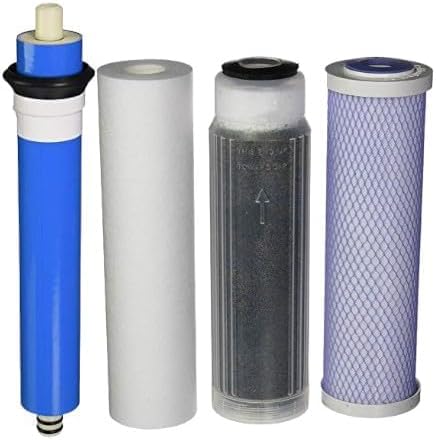 Reverse Osmosis Deionization (RODI) 10" Replacement Filter Kit (Sediment Cartridge, Carbon Cartridge, Color Indicating DI Cartridge Filled with MBD-30 Nuclear Grade Resin and 100 GPD membrane) by CFS