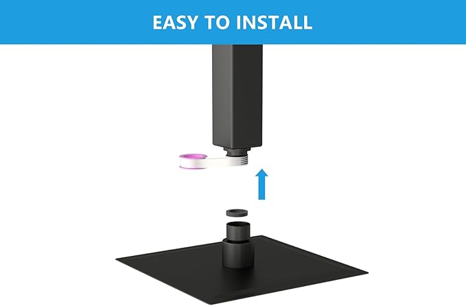 Lordear Black Shower Head 6 Inch Rainfall Black Shower Head Square Solid Ultra Thin 304 Stainless Steel Fixed Rain Shower Head with Self Cleaning Nozzles