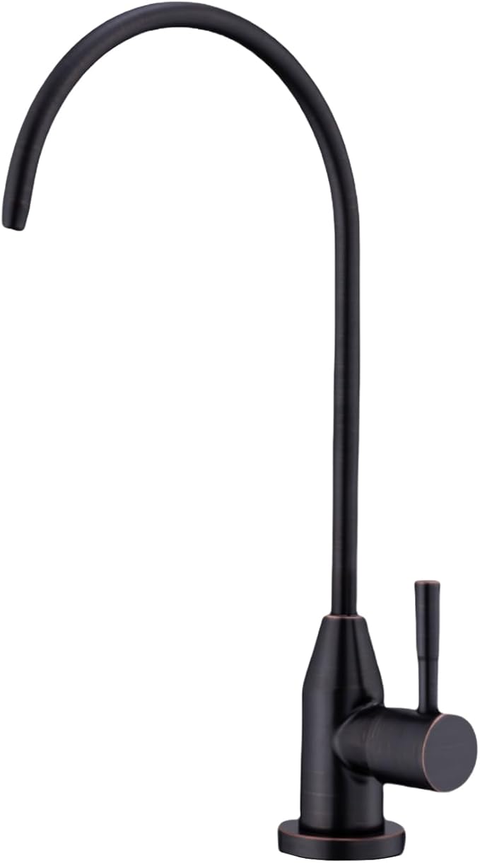 Drinking Water Faucet, 304 Stainless Steel Oil Rubbed Bronze RO Faucet Modern for Under Sink Water Filter System Non-Air Gap 360-degree Swivel Spout