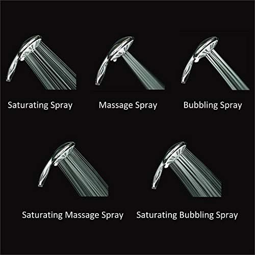 5-Inch Anti-Clog High Pressure 3-Way LARGE Dual Shower Head with Handheld Spray - 5-Spray Setting/BRASS CONNECTOR/5 Ft Stainless Steel Hose/All Chrome (SS5450CCP)