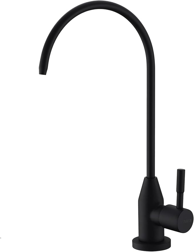 Drinking Water Faucet, Black RO Faucet Modern for Under Sink Water Filter System Non-Air Gap 360-degree Swivel Spout