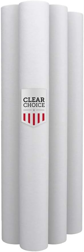 Clear Choice Sediment Water Filter 5 Micron 20 x 2.50" Water Filter Cartridge Replacement 20 inch RO System DEV910912, 155756-43 P5-20 PD-5-20, 4-Pk