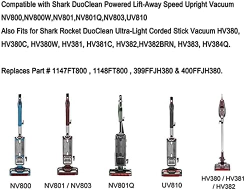 HEPA Filter &Foam Felt Filter Set + Roller Brush Replacement for Shark NV800 NV800W NV801 NV801Q NV803 UV810 HV380 HV381 HV382 Vacuum Cleaner Replacement Parts Brush Roll