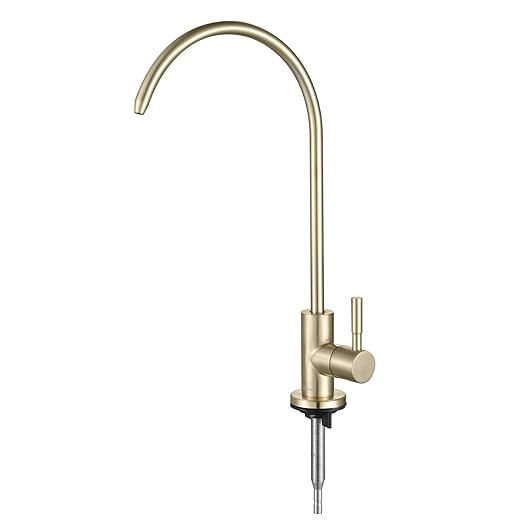 RO Water Filter Faucet Non-Air-Gap Drinking Water Beverage Faucet for Reverse Osmosis Systems Water Filtration System 304 Stainless Steel (Brushed Golden)