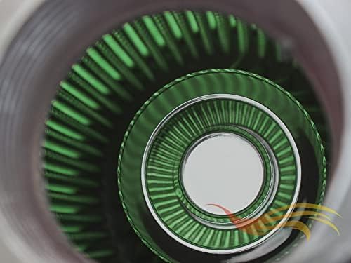 GREEN 4" 102 mm Inlet Truck Cold Air Cone Replacement Performance Washable Clamp-On Dry Air Filter (8" Tall)