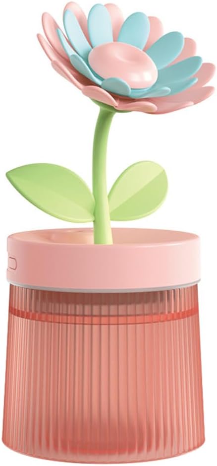 Flower Mist Humidifier, 260ML Mini Desk Humidifier 2 Misting Modes Auto-Off Portable Humidifier with Colorful Light for Car Office Home Bedroom