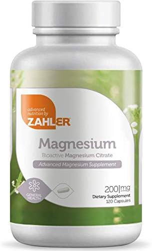 Zahler - Magnesium Supplement Capsules 200 mg (120 Count) Certified Kosher Bioactive Magnesium Citrate for Max Absorption - Natural Magnesium Mineral for Men & Women - Best Magnesium Supplements