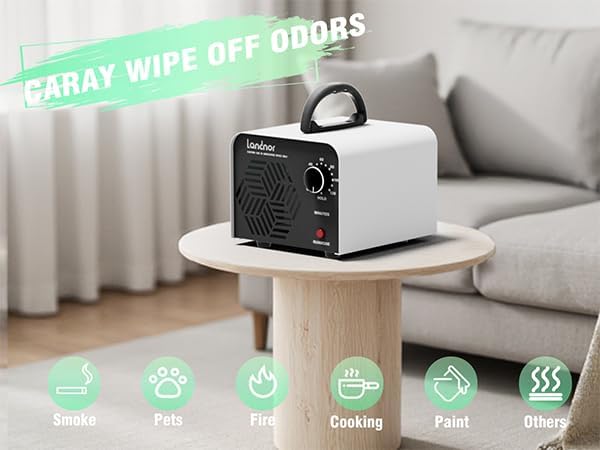 Ozone Generator 90,000mg/h for Up to 6,000 Sq Ft, High-Capacity Commercial Ozone Machine with Timer, Portable Air Purifier & Deodorizer for Home, Basement, Smoke, Pets, Car, Office