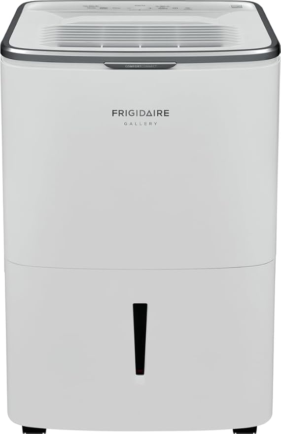 Frigidaire 50-Pint Smart Dehumidifier for Basement, Garage, Attic, 115V, Energy Star Moisture Absorber with Timer, Wi-Fi, App Control and Amazon Alexa & Google Home Compatibility in White