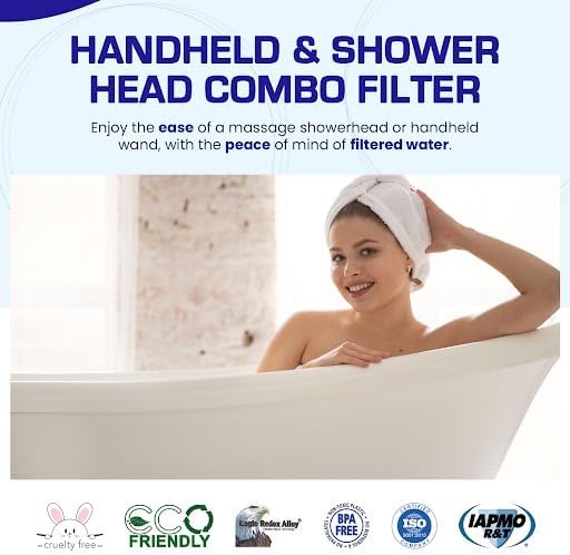 Crystal Quest Luxury Shower Power Handheld & Shower Head Combo Filtration System Chrome - BPA Free | 1.25-2.5 GPM | Reversible Cartridge | Great for Dechlorination