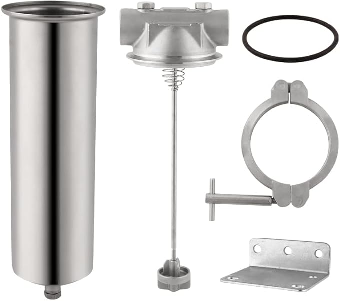 Amwater 304 Stainless Steel Filter Housing for Filter Cartridge, Water Filter Housing for Whole House Water Purification of Stainless Steel 304 (10" C Housing-1 NPT)