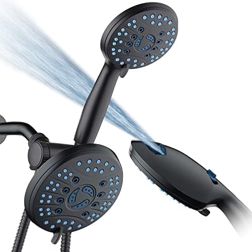 Hotel Spa AquaCare for California As-Seen-On-TV High Pressure Handheld Rain 50-mode 3-way Shower Head Combo, Anti-clog Jets, 2-mode Tub & Pet Power Wash, Wall Bracket, 6 ft. Hose, Matte Black