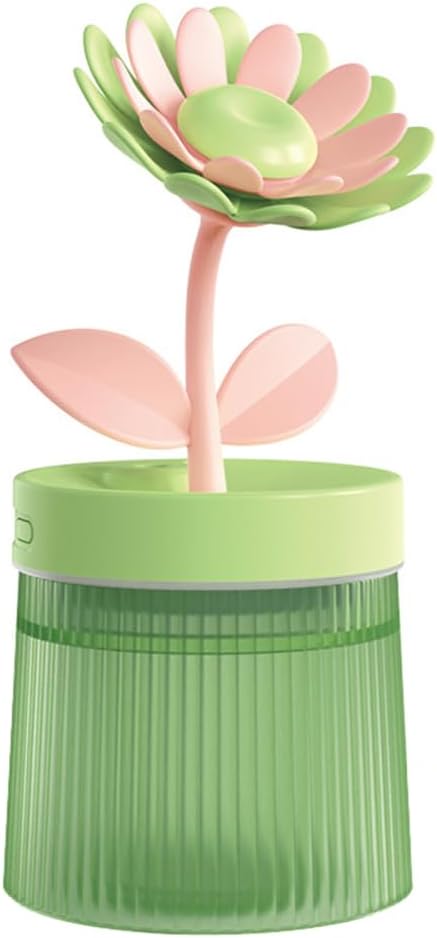 Flower Mist Humidifier, 260ML Mini Desk Humidifier 2 Misting Modes Auto-Off Portable Humidifier with Colorful Light for Car Office Home Bedroom