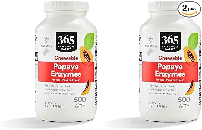 365 by Whole Foods Market, Papaya Enzymes, 500 Chews (Pack of 2)