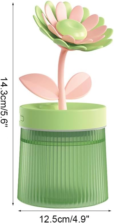 Flower Mist Humidifier, 260ML Mini Desk Humidifier 2 Misting Modes Auto-Off Portable Humidifier with Colorful Light for Car Office Home Bedroom