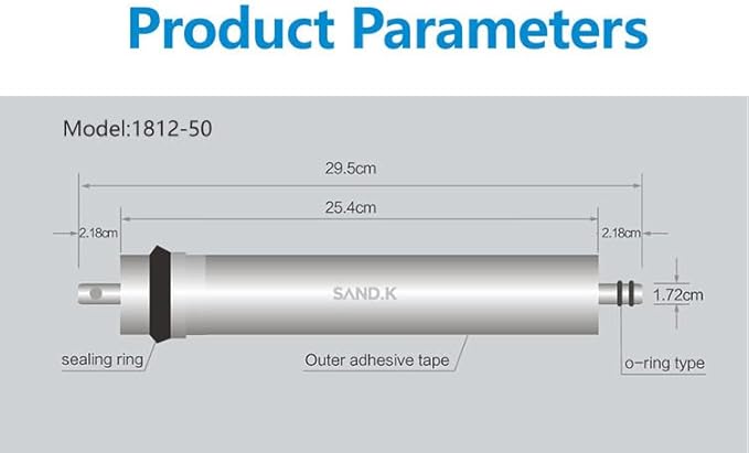 Reverse Osmosis Membrane 50GPD Water Filter Replacement for Reverse Osmosis System 11.75"x1.75" Under Sink RO Drinking Purify for House