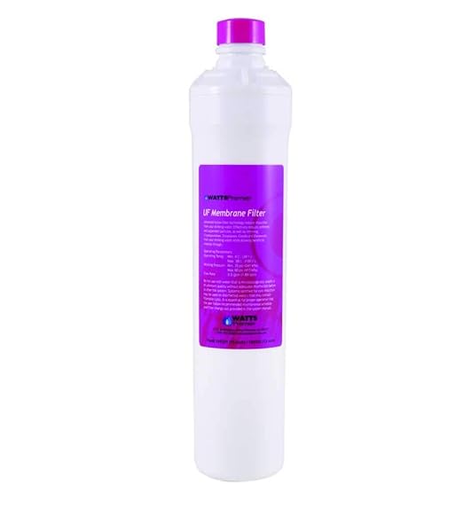 Watts Premier Pure UF-3 Membrane Filter for RO Pure Reverse Osmosis System, 0.2-Micron Water Filter Replacement, Push Button Assembly, Reduces Sediments and Particles