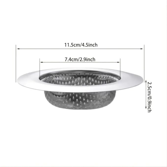2 Pack Sink Strainer Sets - Large Wide Rim 4.5" Stainless Steel Strainer with Rust-Free Function and Anti-Clogging Micro-Perforation - Kitchen Sink Drain Strainer (Silver)