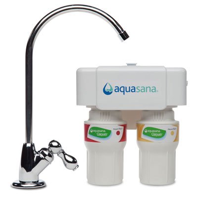 Aquasana Under Sink Water Filter System - Reduces PFAS, Lead, & Chlorine in Drinking Water - Under Counter Claryum Filtration for Kitchen - 2-Stage - Chrome Faucet - AQ-5200.56