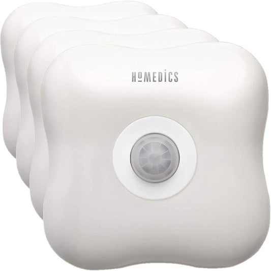 Homedics TotalClean Personal UV-C Plug-In Air Sanitizer – Small Air Purifier for Bedrooms and Bathrooms, Built-In Night-Light for Small Spaces, Auto-On Motion, White (Pack of 4)