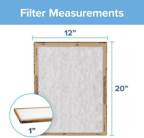 Filtrete 12x20x1 Air Filter, 3M MERV 1 HVAC AC Furnace Filter Replacement, 6-Pack (Actual Size 11.81x19.81x0.88 in)