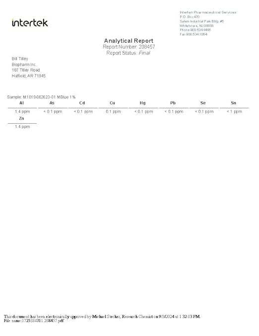 Methylene Blue, 1% USP (Pharmaceutical) Grade, 50 mL (1.69 fl oz) Glass; 3rd Party Tested